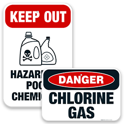 Chlorine Hazard Pool Signs