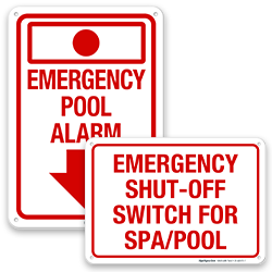 Image of Emergency Power Off Pool & Spa Signs