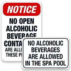 No Alcohol & Drinking Pool Signs