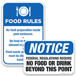 No Food Or Drink Pool Signs