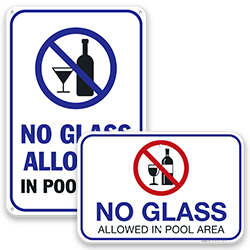 No Glass Allowed Pool Signs