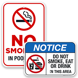 No Smoking Pool Signs