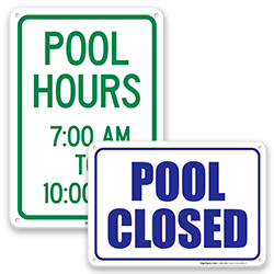 Pool & Spa Hours Open/Closed Signs