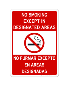 No Smoking Except Designated Area Sign