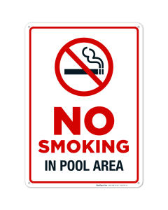 Pool Rules Sign, No Smoking in Pool Area Sign