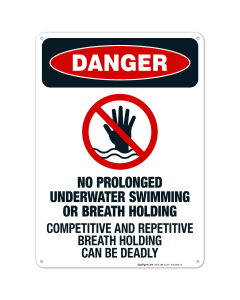 No Prolonged Underwater Swimming or Breath Holding Competitive and Repetitive Sign