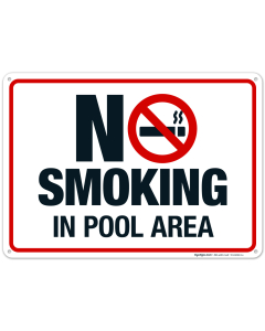 No Smoking In Pool Area With Graphic Sign