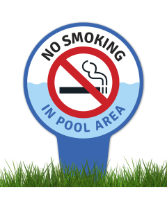 No Smoking In Pool Area With Stake Sign
