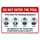 Social Distancing Pool Sign, Do Not Enter If You Have Symptoms
