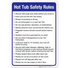 Hot Tub Safety Rules Sign, Pool Sign