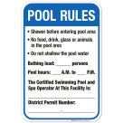 District Of Columbia Pool Rules Sign, Complies With District Of Columbia Pool Safety Code, (SI-62038)