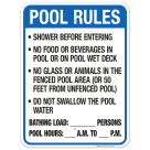 Florida Pool Rules Sign, Complies With State Of Florida Pool Safety Code, (SI-62042)