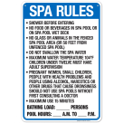 Florida Spa Rules Sign, Complies With State Of Florida Pool Safety Code