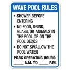 Florida Wave Pool Rules Sign, Complies With State Of Florida Pool Safety Code