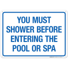 Maine You must Shower Sign, Complies With State Of Maine Pool Safety Code