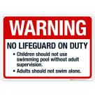 No Lifeguard On Duty Sign, Pool Sign, (SI-6657)