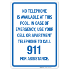 No Telephone Is Available At This Pool Sign, Pool Sign