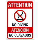 Attention No Diving Sign, Pool Sign