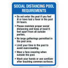Social Distancing Pool Requirements Sign, Pool Sign