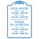 Pool Hours For The Week Bilingual Sign