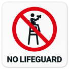 No Lifeguard Vinyl Adhesive Pool Depth Marker,