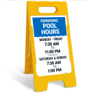 Swimming Pool Hours Folding Floor Sign,