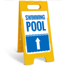 Swimming Pool With Up Arrow Folding Floor Sign,