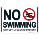 No Swimming Without A Lifeguard Present Sign No Swimming Without A Lifeguard Present Sign