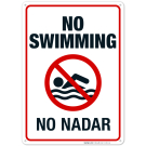 No Swimming Sign, Pool Sign, Bilingual Spanish English No Swimming Sign, Pool Sign, Bilingual Spanish English