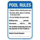 District Of Columbia Pool Rules Sign, Complies With District Of Columbia Pool Safety Code, (SI-62038)