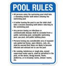 Kansas Pool Rules Sign, Complies With State Of Kansas Pool Safety Code, (SI-62062)