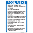 Georgia Pool Risks Sign, Complies With State Of Georgia Pool Safety Code