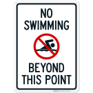 No Swimming Beyond This Point With Graphic Sign No Swimming Beyond This Point With Graphic Sign