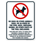 No Dogs Or Other Animals Shall Be Allowed In The Pool Area Dressing Rooms Or Other Sign No Dogs Or Other Animals Shall Be Allowed In The Pool Area Dressing Rooms Or Other Sign