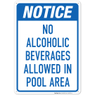 No Alcoholic Beverages Allowed in Pool Area Sign No Alcoholic Beverages Allowed in Pool Area Sign