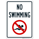 No Swimming With Prohibited Symbol Sign No Swimming With Prohibited Symbol Sign