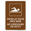 Swim At Your Own Risk No Lifeguard Is On Duty Sign Swim At Your Own Risk No Lifeguard Is On Duty Sign