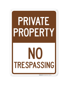 Private Property No Trespassing Sign, (SI-1365)