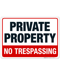 Private Property No Trespassing Sign, (SI-3093)
