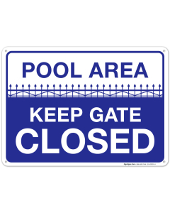 Pool Area Keep Gate Closed Sign, Pool Sign