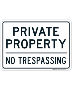 Private Property Sign, No Trespassing Black Sign