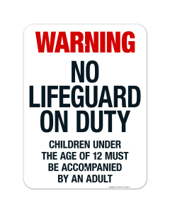 Iowa Warning No Lifeguard On Duty Sign, Complies With State Of Iowa Pool Safety Code