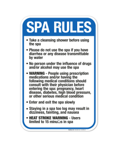 Montana Spa Rules Sign, Complies With State Of Montana Pool Safety Code
