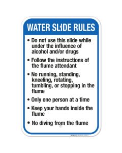 Montana Water Slide Rules Sign, Complies With State Of Montana Pool Safety Code, (SI-62091)