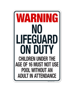 Nebraska No Lifeguard On Duty Sign, Complies With State Of Nebraska Pool Safety Code