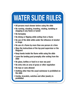 Nevada Water Slide Rules Sign, Complies With State Of Nevada Pool Safety Code