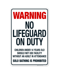 Nevada Warning No Lifeguard On Duty Sign, Complies With State Of Nevada Pool Safety Code