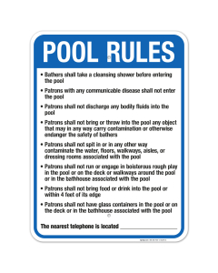 New Hampshire Pool Rules Sign, Complies With State Of New Hampshire Pool Safety Code