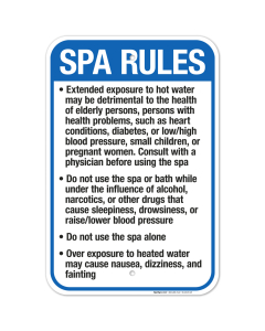 New Mexico Spa Rules Sign, Complies With State Of New Mexico Pool Safety Code