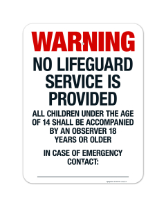 New Mexico Warning No Lifeguard Sign, Complies With State Of New Mexico Pool Safety Code